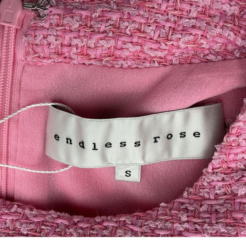 Endless Rose Tweed Pink Shift Mini Dress Size S - Picture 4 of 4